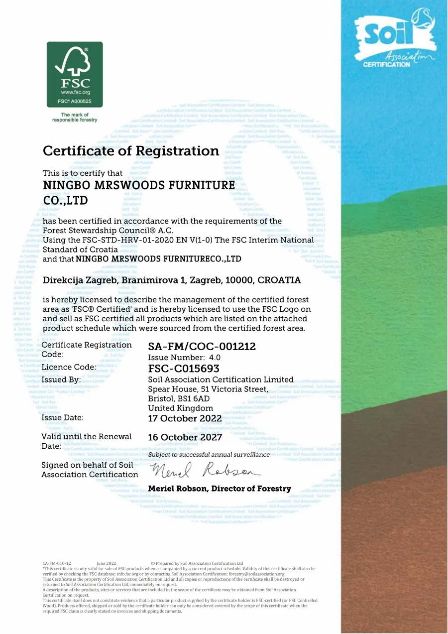 MrsWoods FSC certificate 2