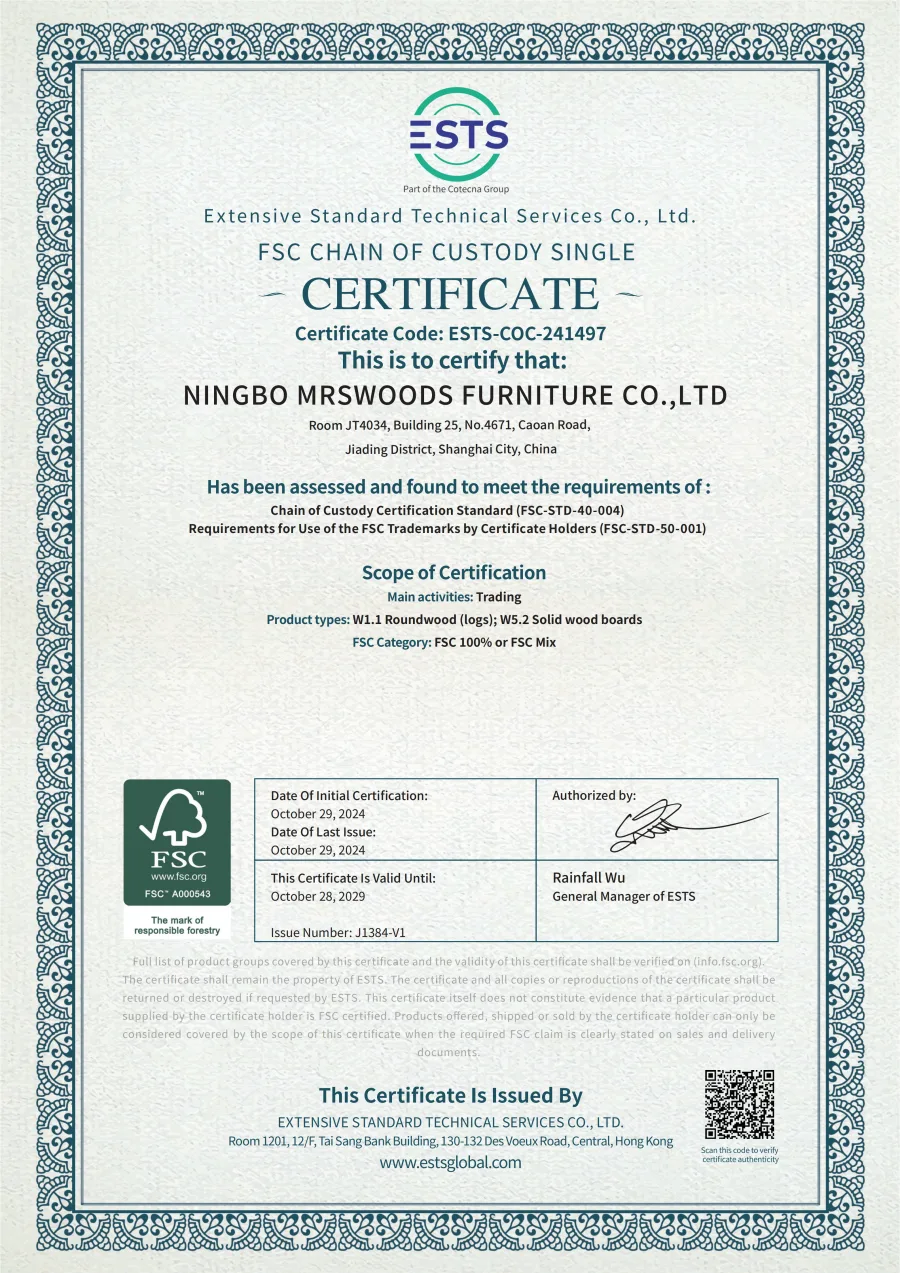 MrsWoods FSC certificate 4