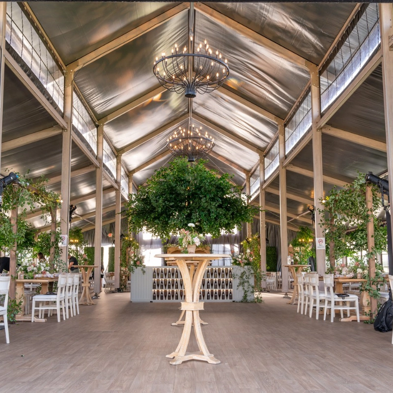 Slatted Wood Event Cocktail Table